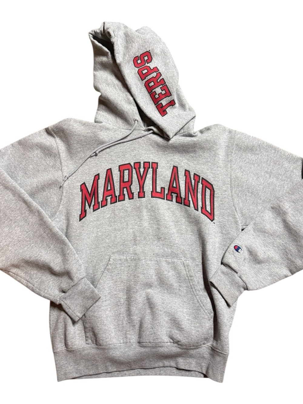 Champion UMD Maryland Terps Fear The Turtle Pullover Hoodie Swearshirt Small Eco